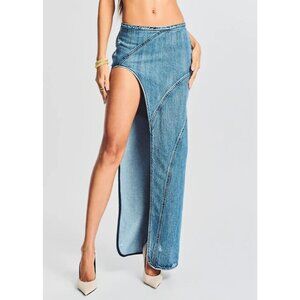 Retrofete Mecha Denim Skirt 26 NWT $325